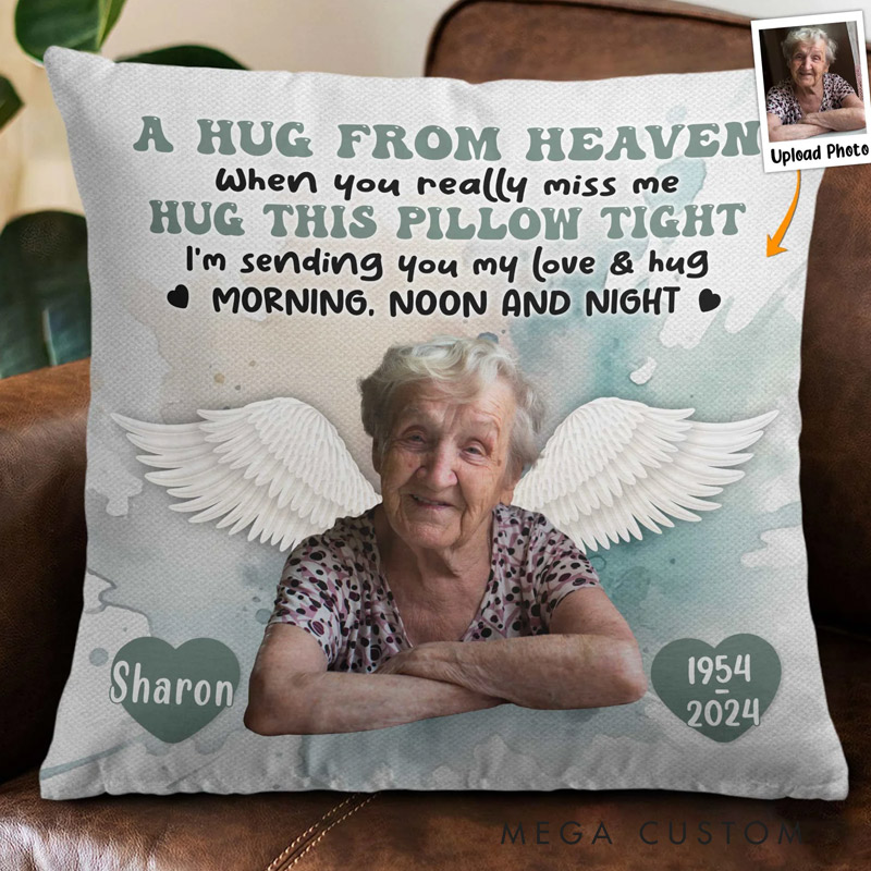 Personalized Memorial Pillow When You Miss Me Hug This Pillow Tight Memorial Gift Custom Photo Memory Pillow 