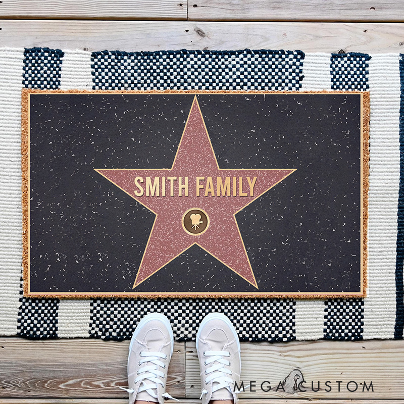 Personalized Walk of Fame Doormat Funny Movie Door Mat Family Welcome Mat Housewarming Gifts