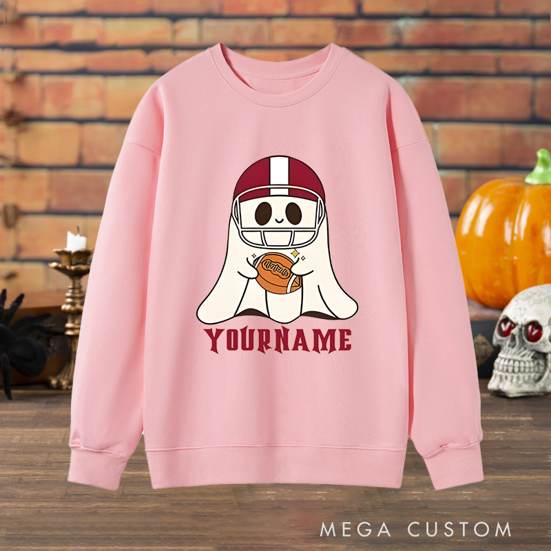 Personalized Custom Ghost Football Halloween Sweatshirt with Custom with Your Name