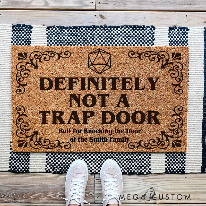Personalized Not a Trap Door Gamer Doormat Funny DND Family Door Mat Game Welcome Mat Housewarming Gifts