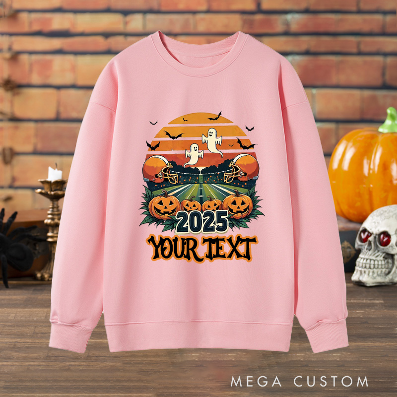 Personalized Halloween American Football Sweatshirt with Custom Your Text and Year for a Unique Touch