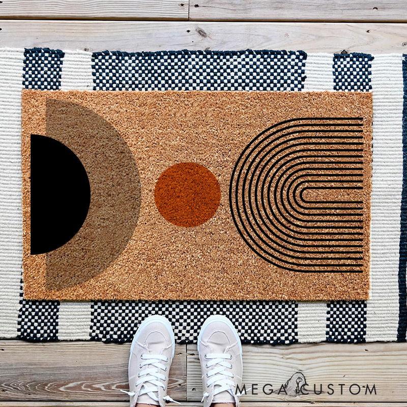 Personalized Rainy Mountain Minimalist Artistic Doormat Mid Century Modern Family Door Mat Welcome Mat for Art Lovers Housewarming Gifts