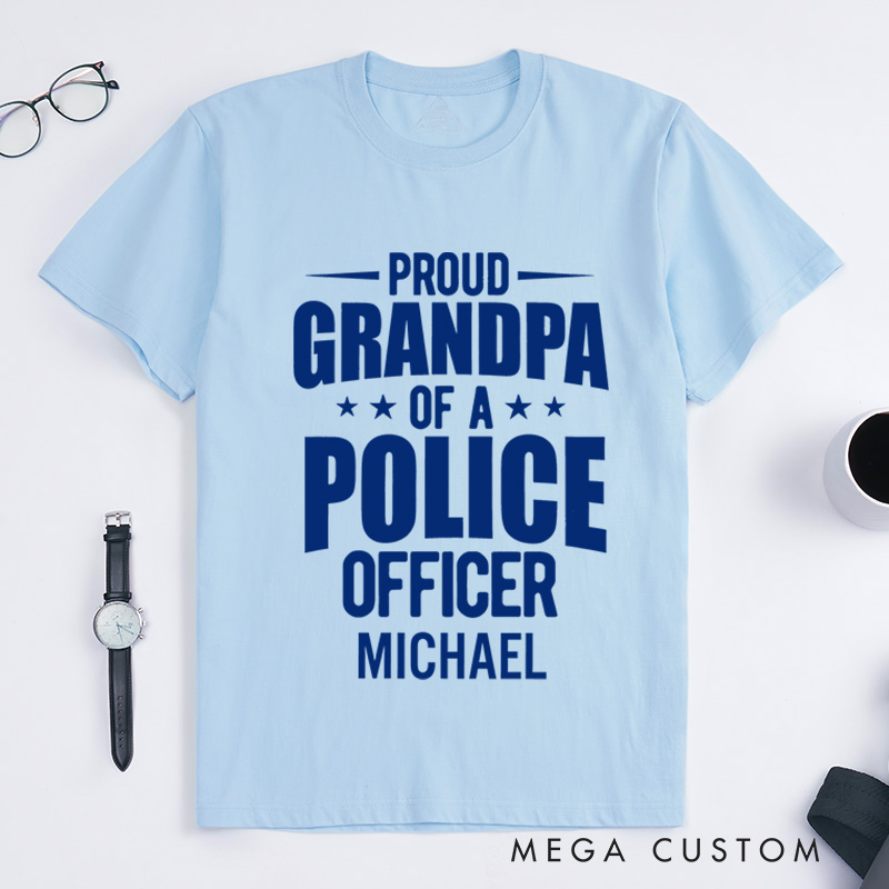 Personalized Policeman T-Shirts Proud Grandpa of a Police Officer Fashion Design T-Shirts
