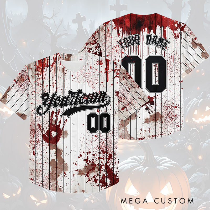 Personalized Creepy Baseball Jersey for Halloween with Customizable Text  