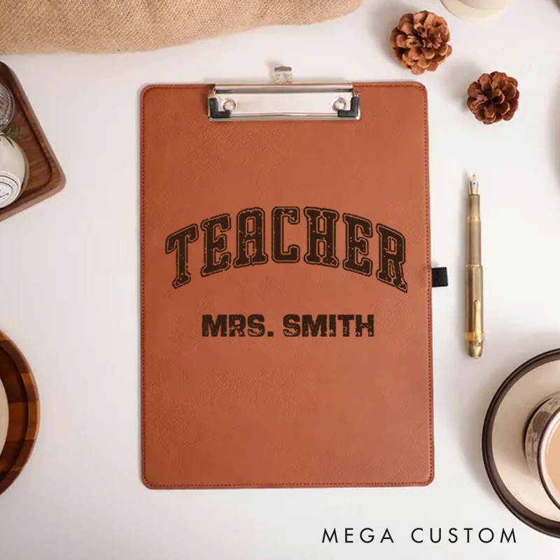 Personalized Leather Clipboard for Teachers Retro Teacher Design Clipboard Stylish and Practical Gift for Teachers