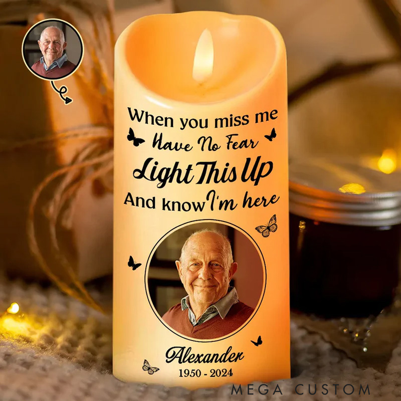 Personalized Photo LED Candle When You Miss Me Memorial Gift Custom Memory Flameless LED Candle