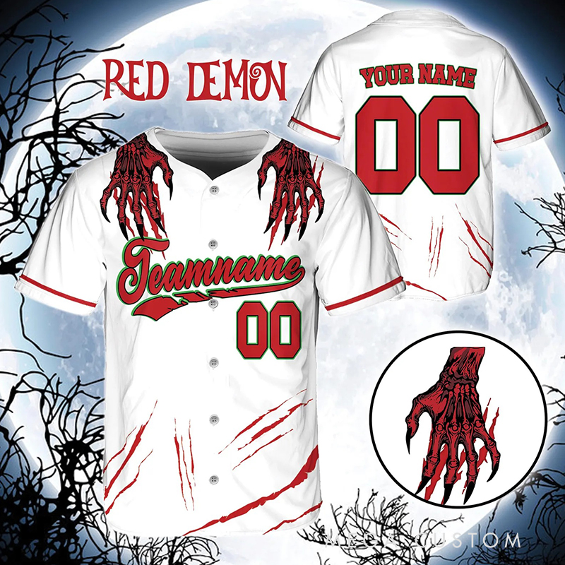 Personalized Halloween Baseball Jersey Featuring Claw Scratch Design and Custom Text