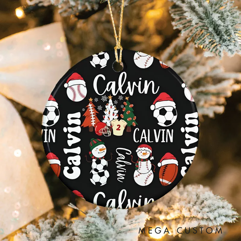 Personalized Sports-Themed Christmas Ornament with Custom Name Design