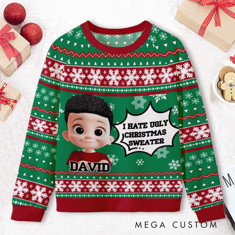 Personalized I Hate Ugly Christmas Sweater Kids Ugly Christmas Sweater