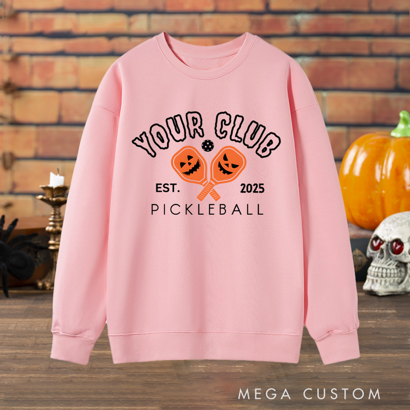 Personalized Halloween Pickleball Club Sweatshirt with Custom Club Name and Year Design