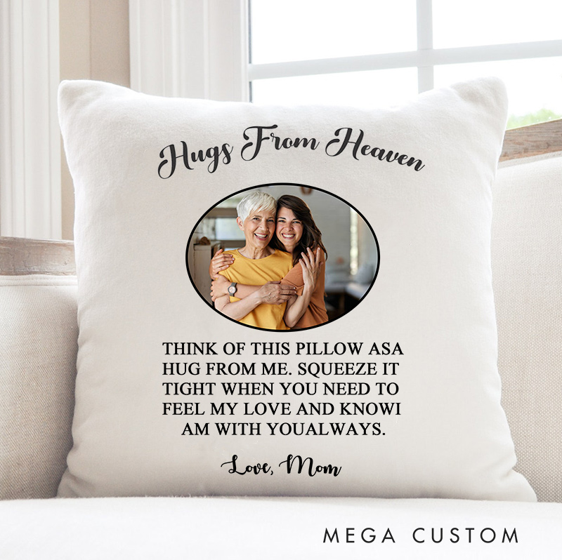 Personalized Hugs from Heaven Pillow Memorial pillow Grief Sympathy Gifts Bereavement Pillow for Loss of Loved One Remembrance Memory Gift