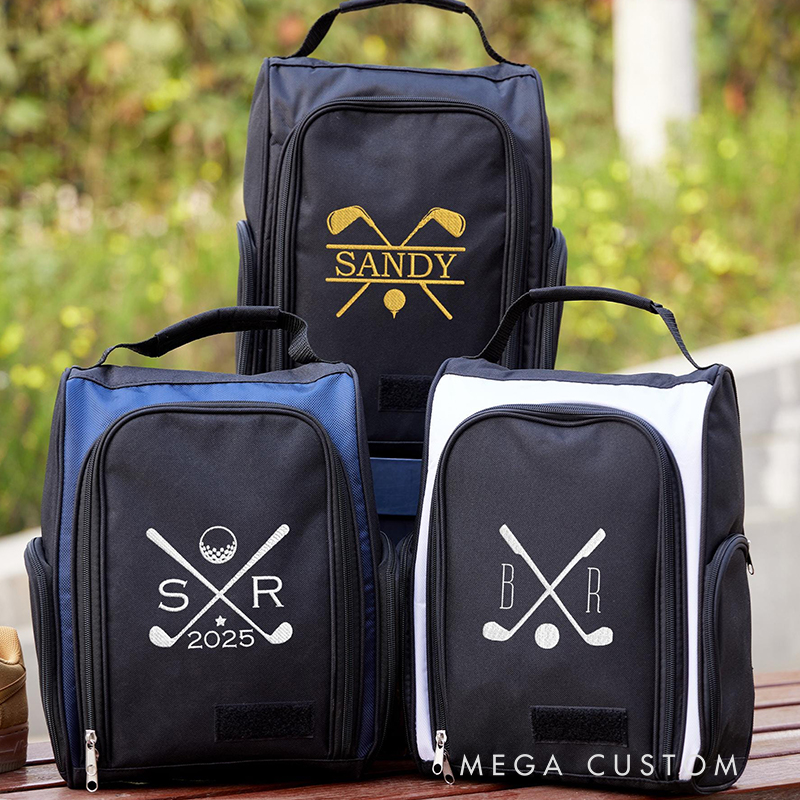 Personalized Golf Shoe Storage Bag with Elegant Embroidery Design