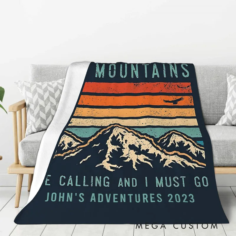 Personalized Nature Adventure Lovers Throw Blanket Outdoor Enthusiasts Throw Blanket Gift for Camping Hiking Lovers