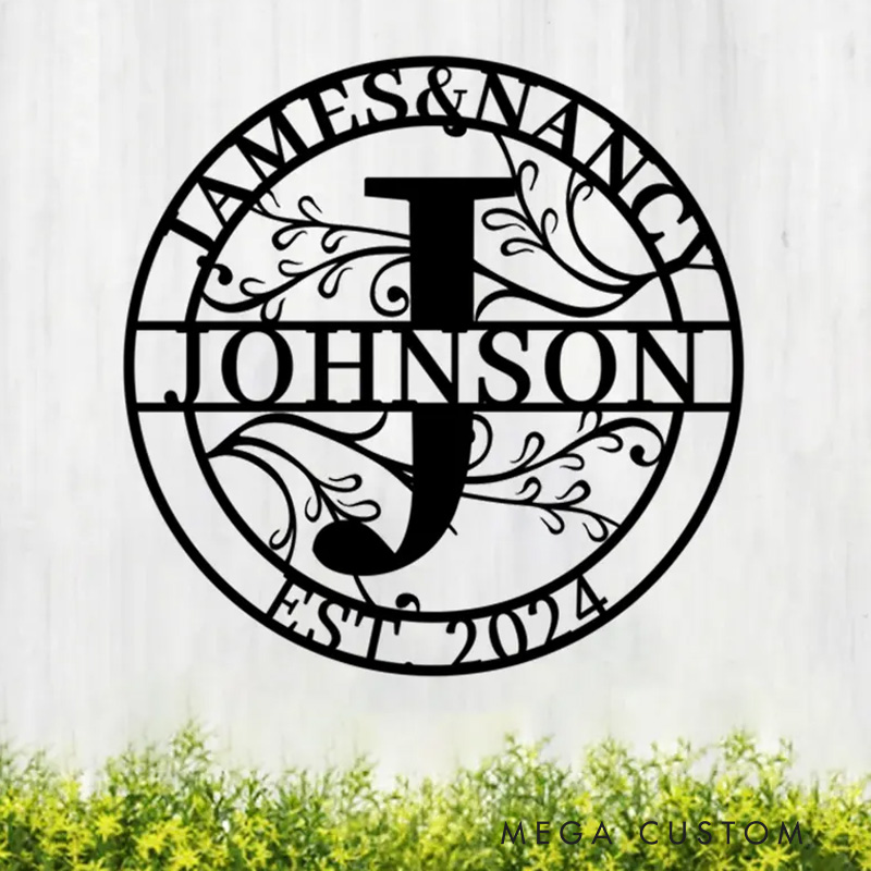 Personalized Last Name Metal Sign Custom Metal Monogram Family Name Signs Last Name Metal Wall Art Housewarming Wedding Anniversary Gift 