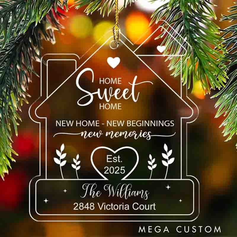 Personalized New Home Christmas Ornament Acrylic Ornament Custom Name Date And Address Ornament