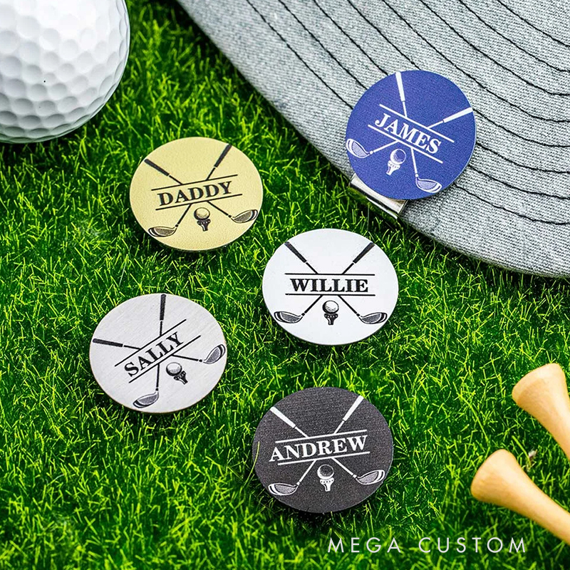 Personalized Golf Ball Marker Magnetic Hat Clip with Name 