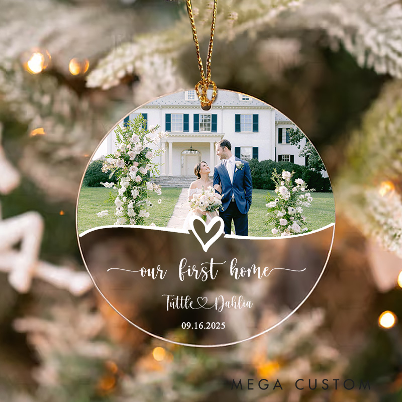 Personalized Our First Home Ornament Custom Housewarming Gift Photo Keepsake New Home Christmas Decoration Newlywed Holiday Tree Hanging Decor
