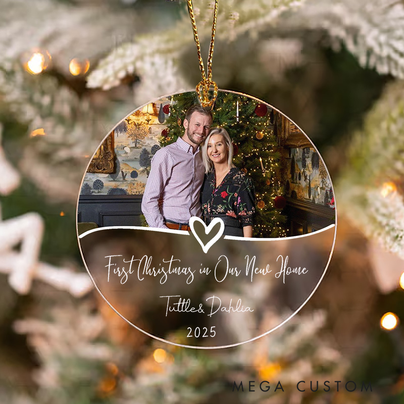 Personalized First Christmas in Our New Home Ornament Custom Housewarming Gift Photo Keepsake New Home Christmas Decoration Holiday Tree Hanging Decor