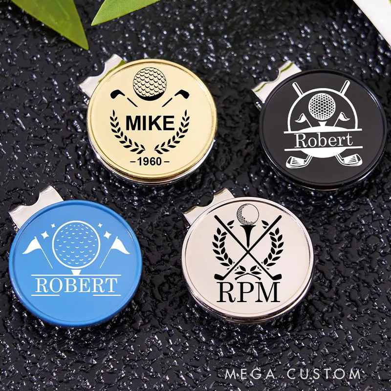 Personalized Magnetic Golf Ball Marker Featuring Name and Golf Graphics