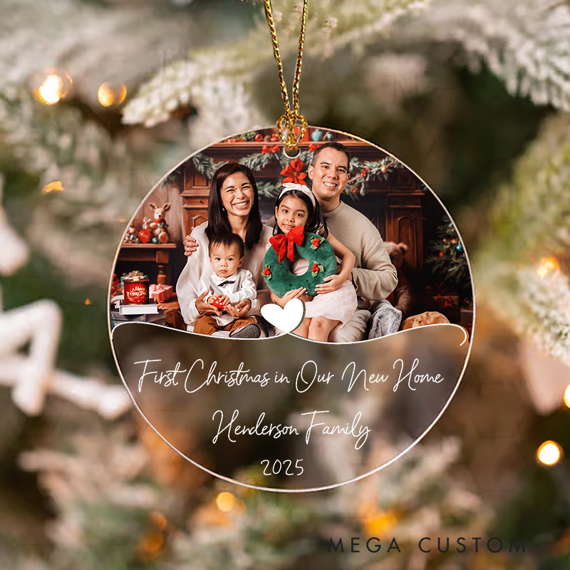Personalized First Christmas in Our New Home Ornament Custom Housewarming Gift Family Photo Keepsake New Home Christmas Decoration