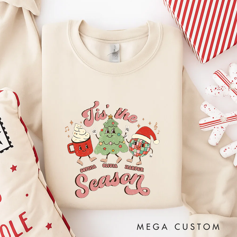 Personalized Classic Sweatshirts Tis the Season Sweatshirt Vintage Christmas Sweatshirt