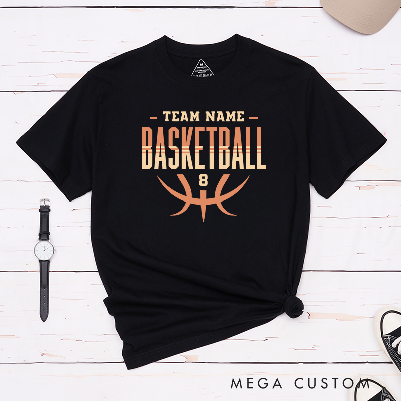 Personalized Basketball Team T-Shirts Customizable with Team Name Player Number Bold Typography and Modern Basketball Graphic Design for a Stylish and Unified Look