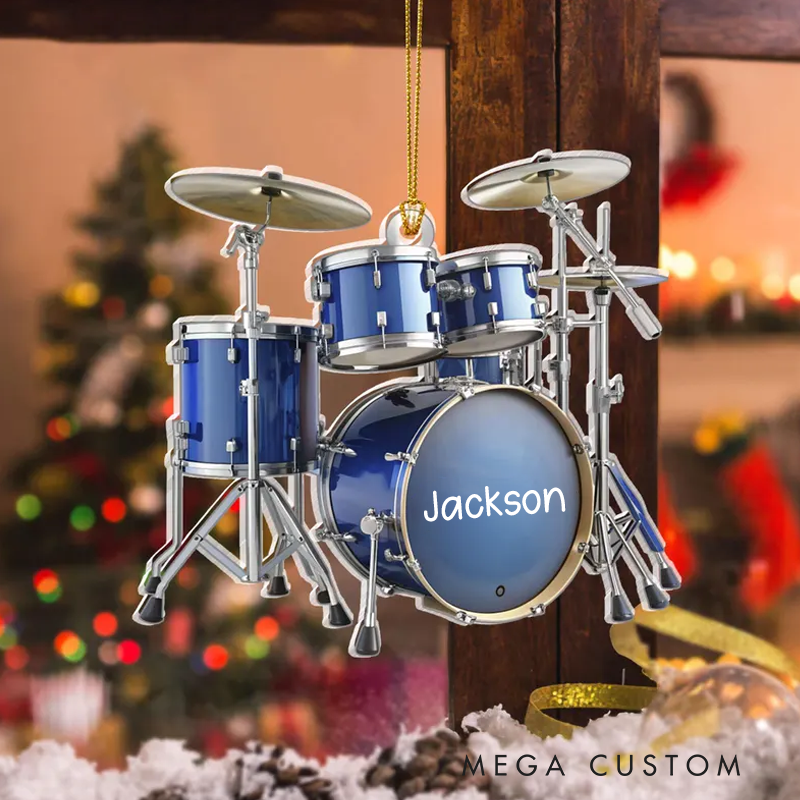 Personalized Drum Acrylic Christmas Ornament Gift for Drum Lover and Musician Gift and Drummer