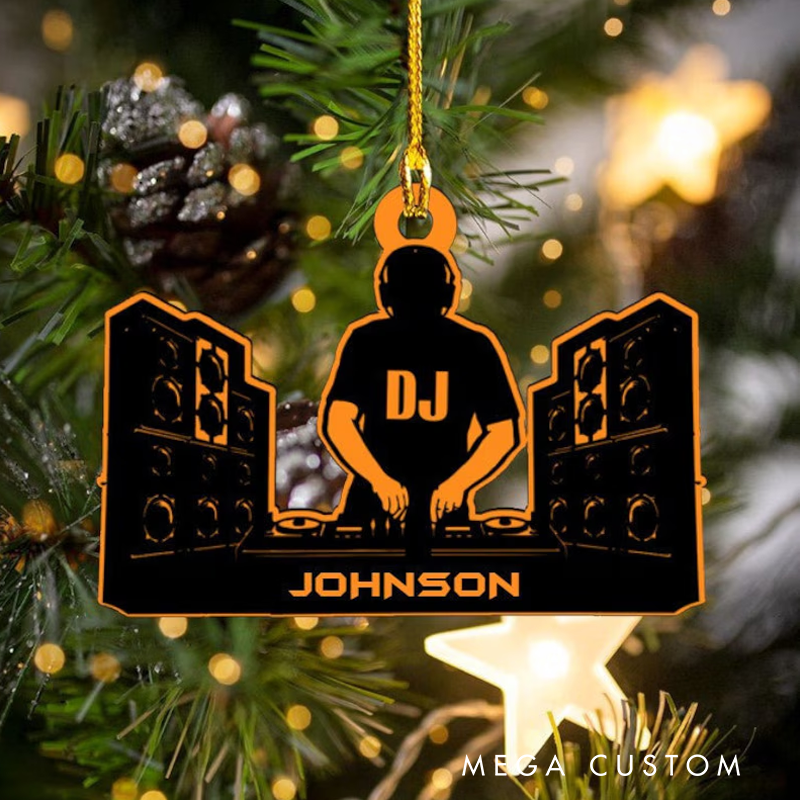 Personalized DJ Disc Jockey Christmas Ornament DJ Shaped Acrylic Christmas Ornament Ornament Christmas Gift