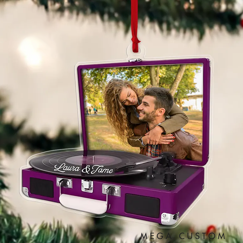 Personalized Vinyl Record Ornament Custom Record Machine Photo Gift Christmas Decor for Music Lovers Acrylic Music Player Ornament