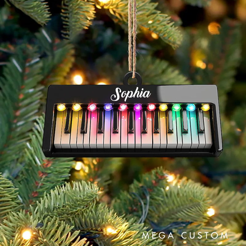 Personalized Piano Christmas Ornament Custom Piano Key Christmas Ornament Piano Lovers Gift Musician Gift