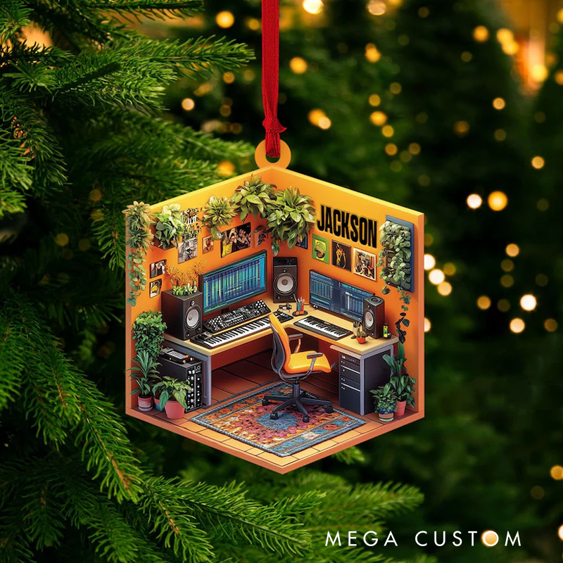 Personalized Music Room Ornament Custom Christmas Ornament Music Studio Ornament Musician Christmas Gift