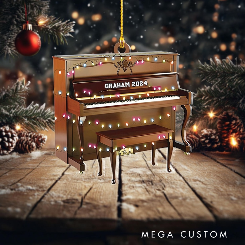Personalized Piano Christmas Acrylic Ornament Piano Player and Musician Piano Lovers Gift Music Christmas Flat Ornament