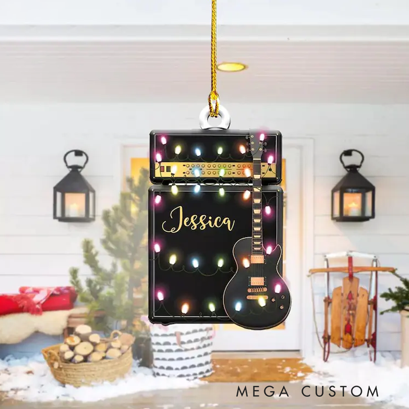 Personalized Guitar Lover Gift Custom Guitar Shaped Ornament Guitar Keepsake Custom Guitar Christmas Flat Acrylic Ornament and Guitar Player Gift