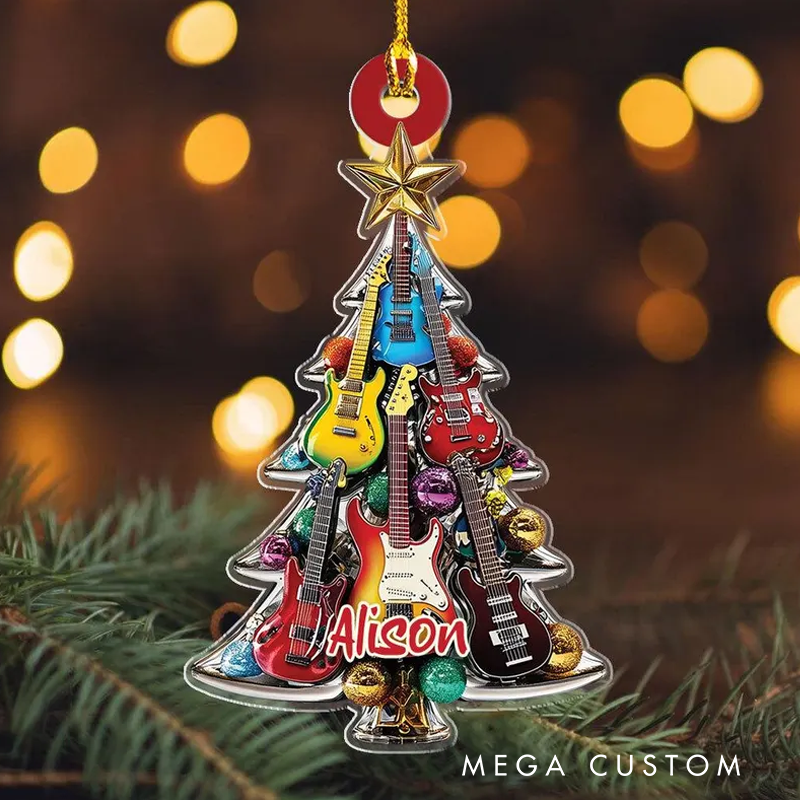 Personalized Electric Guitar Christmas Ornament Electric Guitarist Guitar Lover Gifts Guitar Ornament
