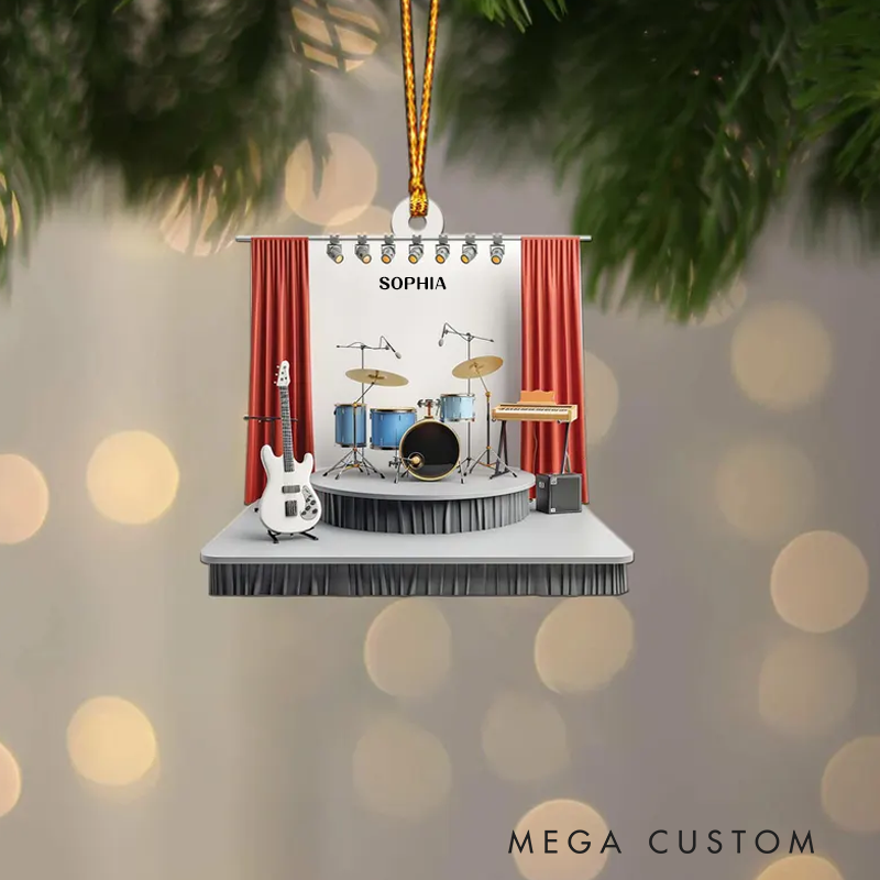 Personalized Music Stage Ornament Music Room Christmas Ornament Bar Ornament Musician Ornament Gift Music Studio Decor