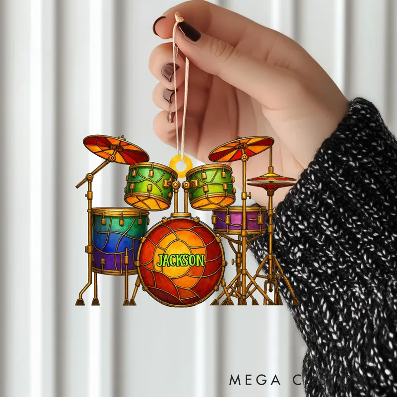 Personalized Drum Acrylic Ornament Drums Christmas Ornament Gift for Drum Lover Musician Gift