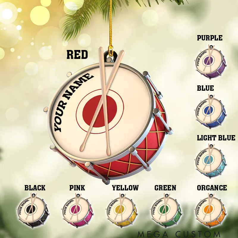 Personalized Drum Ornament for Music Lover Drum Ornaments for Christmas Tree Gift for Drummer Drummer Gifts