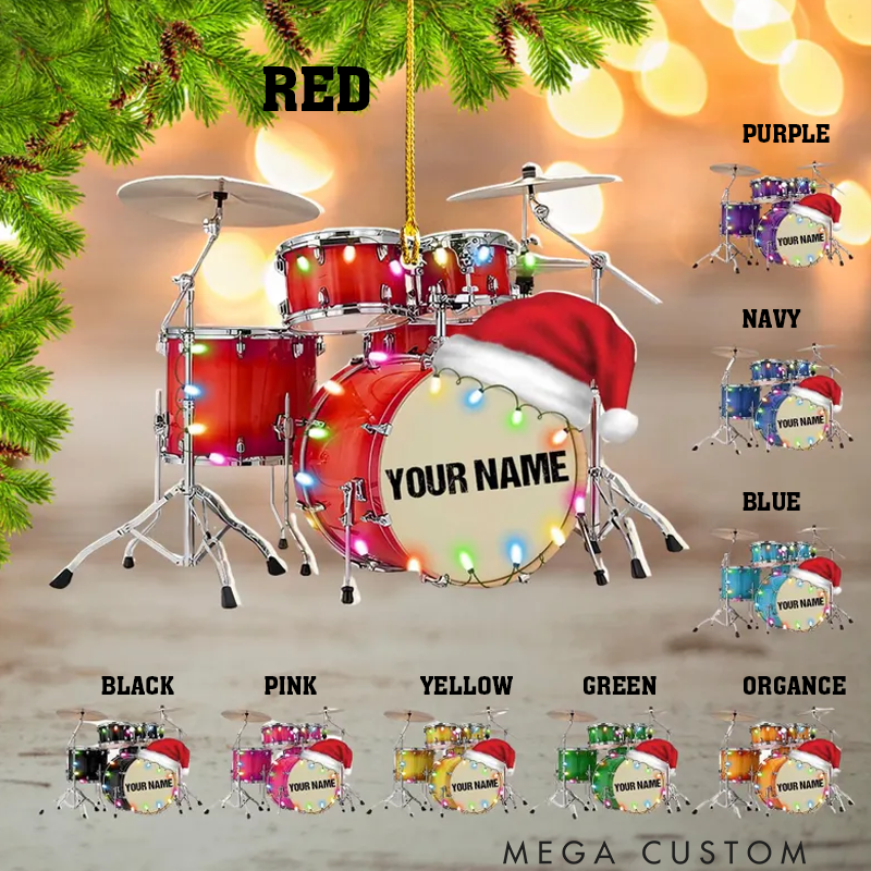 Personalized Drum Ornament for Music Lover Drum Ornaments for Christmas Tree Gift for Drummer Drummer Gifts