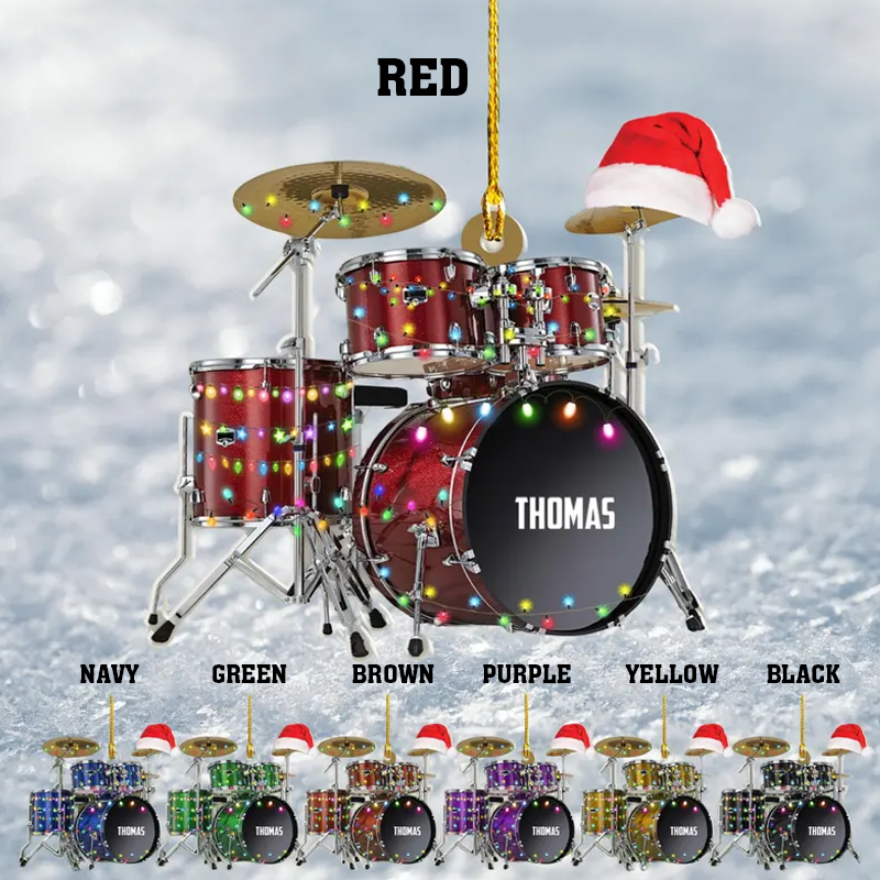 Personalized Drum Acrylic Christmas Ornament Gift for Drum Lover and Musician
