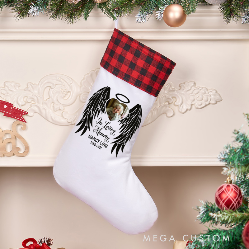 Personalized Christmas Stocking In Loving Memory Stocking Sympathy Gift for Loss of Loved One Holiday Stocking