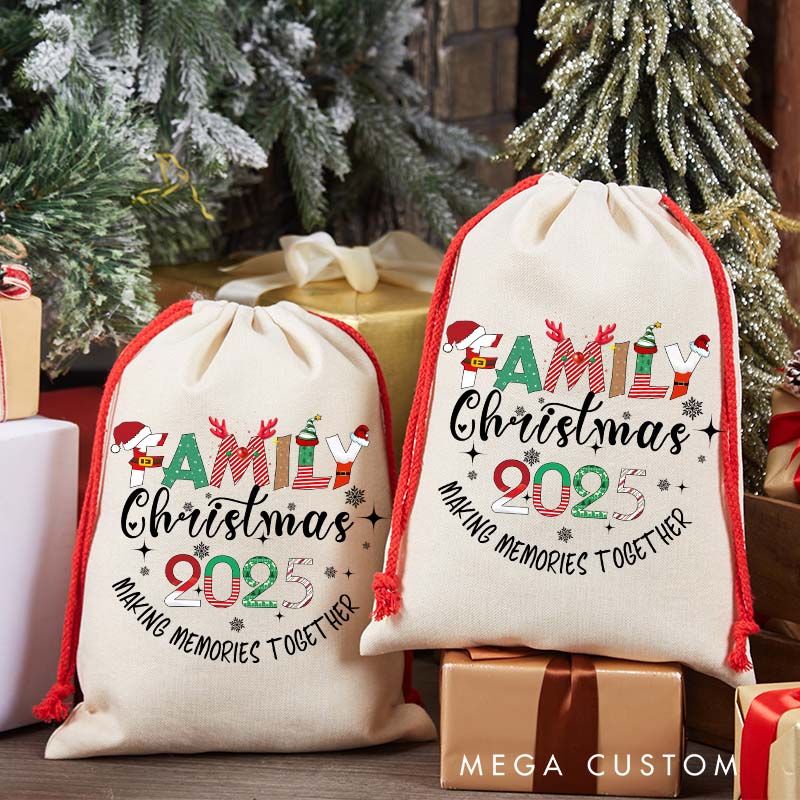 Personalized Santa Sack for Family Custom Santa Sack Christmas Sacks Christmas Gift Bag Holiday Gift Bag Reusable Holiday Bag