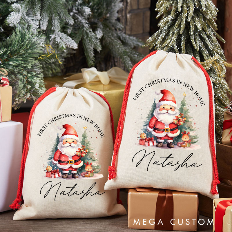Personalised Santa Sack Christmas Bags for Kids Christmas Gift Bag with Name Holiday Gift Sack Custom Holiday Bag
