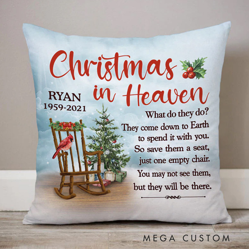 Personalized Memorial Pillow Christmas In Heaven Custom Memory Pillow Memorial Gift