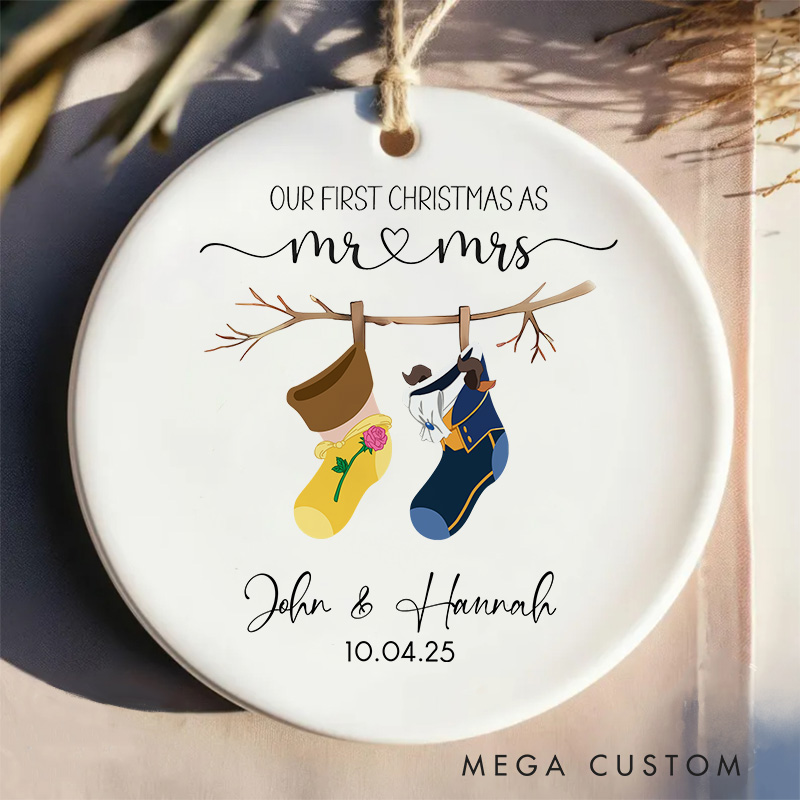 Personalized Cartoon First Christmas Married Christmas Ornament Ceramic Ornament Movie Christmas Gift Film Xmas Gift Christmas Decor