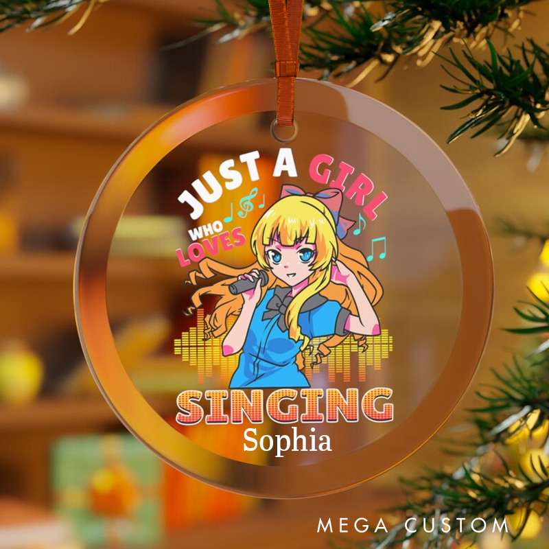 Personalized Singing Ornament Just a Girl Who Loves Singing Ornament Anime Christmas and Sing Ornament Singer Music Theater Musical