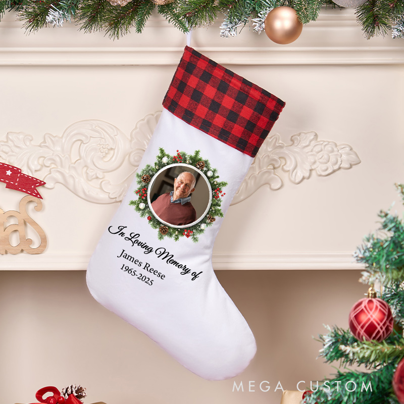 Personalized Christmas Stocking for Loss of Loved One Custom Photo Stocking In Loving Memory Stocking Remembrance Gift 