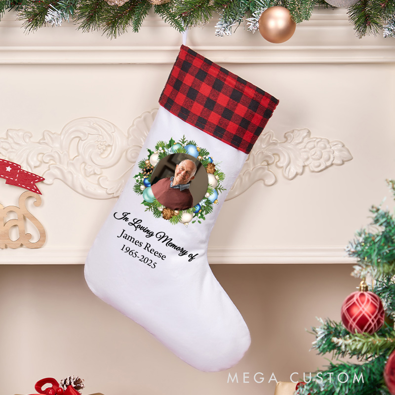 Personalized Christmas Stocking for Loss of Loved One Custom Photo Stocking In Loving Memory Holiday Stocking Remembrance Gift 