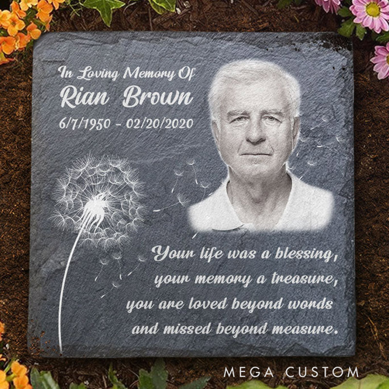 Personalized Memorial Photo Garden Stone Talk You are Loved Beyond Words Memorial Grave Marker Sympathy Gift for Loss of Loved One