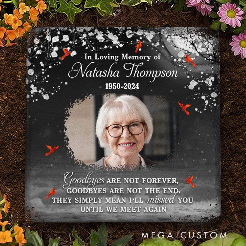 Personalized Memorial Garden Stone with Photo You Will Be Forever in Our Hearts Memorial Grave Marker Sympathy Gift for Loss of Loved One