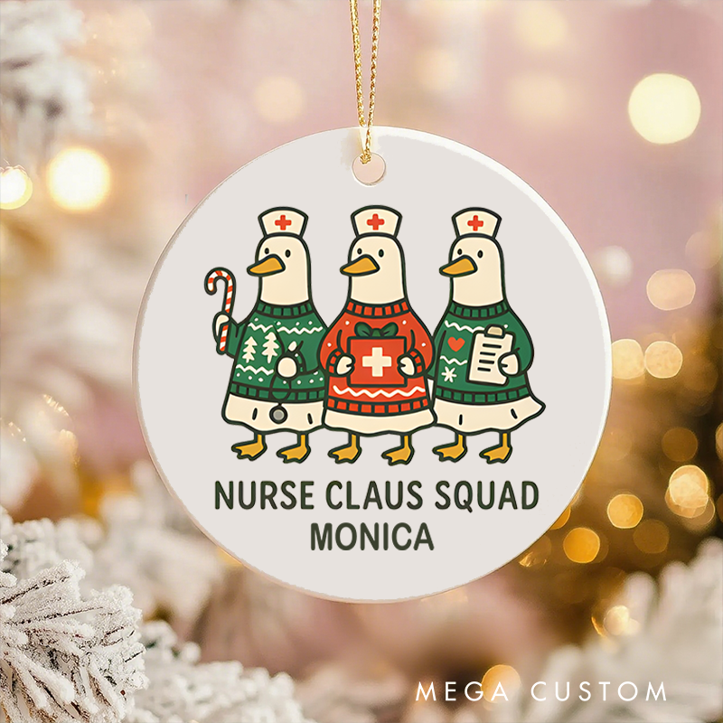Personalized Nurse Christmas Ornament Nurse Claus Squad Design Christmas Ornament New Nurse Gift Funny Nursing Gifts